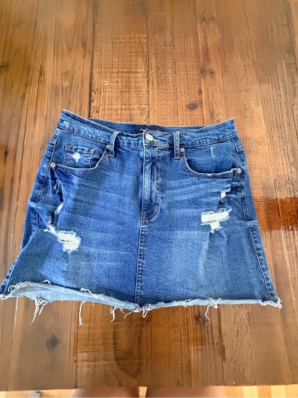 Aeropostale High rise Distressed Denim Mini Skirt - Blue 12
